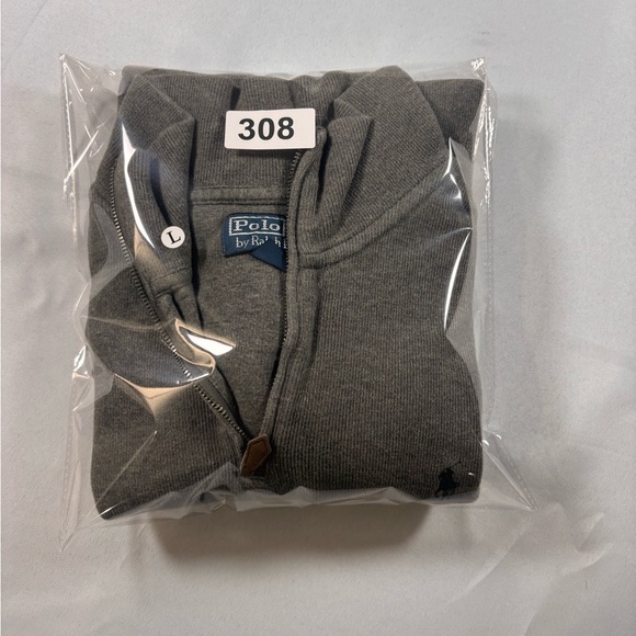 Polo Ralph Lauren Sweater Mens L Gray Pullover 1/4 Zip Long Sleeve Pony Logo - Picture 9 of 9